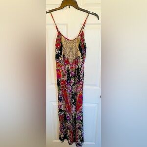 LOLA P Floral Patterned Spaghetti Strap Boho Wide Leg Jumpsuit Size S